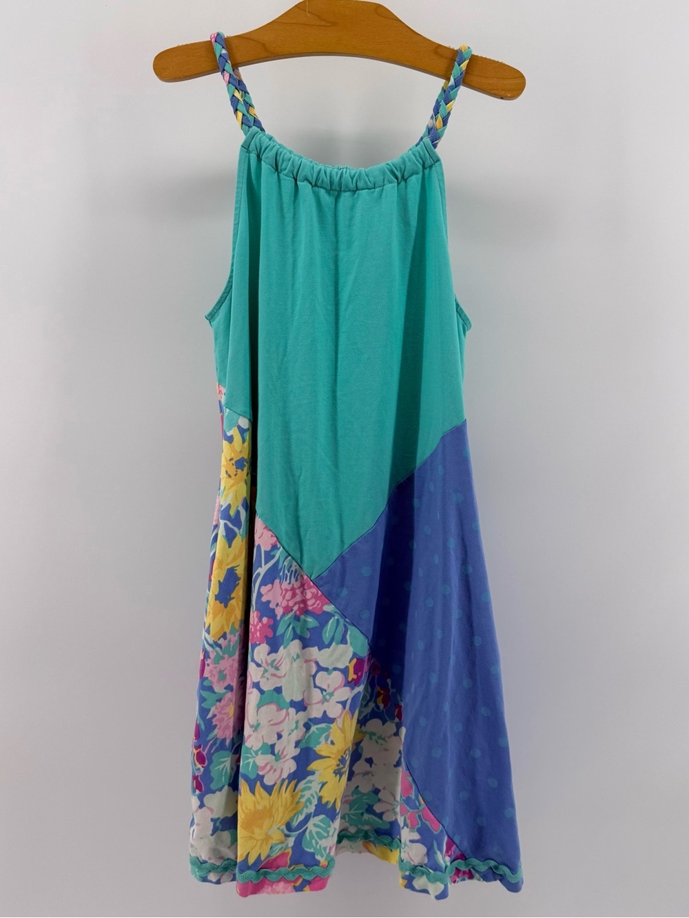 Matilda Jane Girls Teal & Blue Floral Patchwork Sundress with Braided Straps